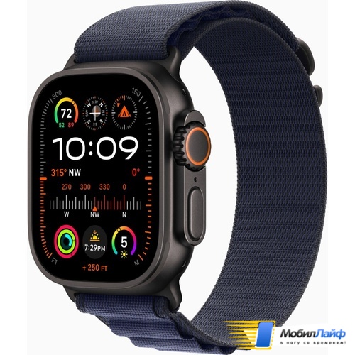 Apple Watch Ultra 2 2024 GPS + Cellular 49mm Black Titanium Case with Navy Alpine Loop - Фото