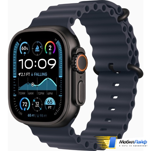 Apple Watch Ultra 2 2024 GPS + Cellular 49mm Black Titanium Case with Navy Ocean Band - Фото