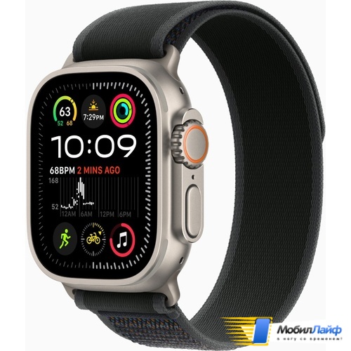 Apple Watch Ultra 2 2024 GPS + Cellular 49mm Natural Titanium Case with Black Trail Loop - Фото