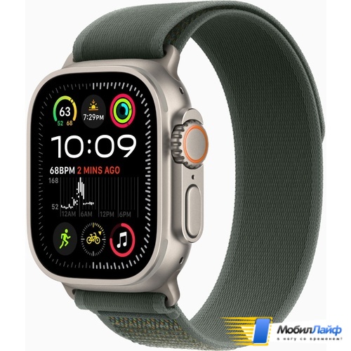 Apple Watch Ultra 2 2024 GPS + Cellular 49mm Natural Titanium Case with Green Trail Loop - Фото