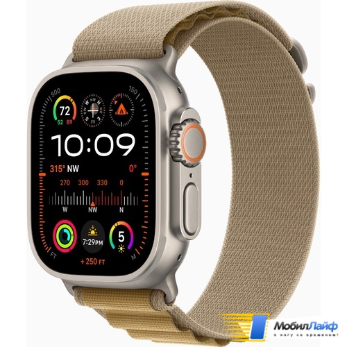 Apple Watch Ultra 2 2024 GPS + Cellular 49mm Natural Titanium Case with Tan Alpine Loop - Фото