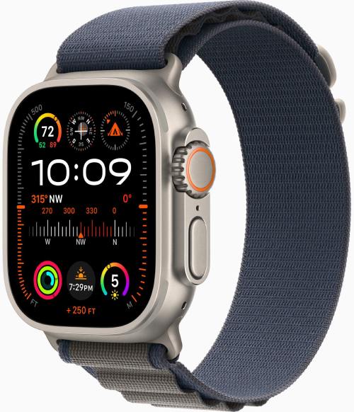 Apple Watch Ultra 2 GPS + Cellular 49мм Titanium Case with Blue Alpine Loop - Фото