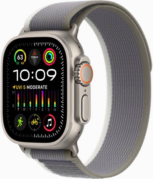 Apple Watch Ultra 2 GPS + Cellular 49мм Titanium Case with Green/Gray Trail Loop - Фото