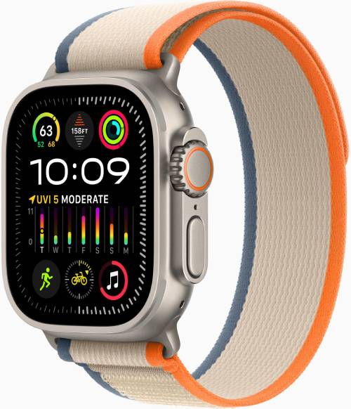 Apple Watch Ultra 2 GPS + Cellular 49мм Titanium Case with Orange/Beige Trail Loop - Фото