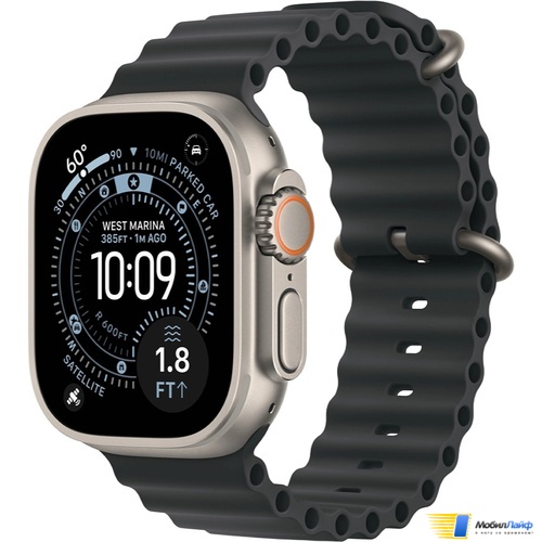Apple Watch Ultra 3 GPS + Cellular 49mm Natural Titanium Case with Black Ocean Band - Фото