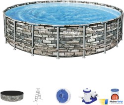 Каркасный бассейн Bestway Power Steel Камень 56883 (610x132) - Фото