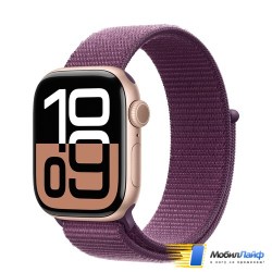 Apple Watch Series 10 GPS Rose Gold Aluminum Case with Plum Sport Loop - Фото