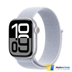 Apple Watch Series 10 GPS Silver Aluminum Case with Blue Cloud Sport Loop - Фото