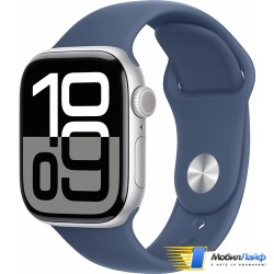 Apple Watch Series 10 GPS Silver Aluminum Case with Denim Sport Band - Фото